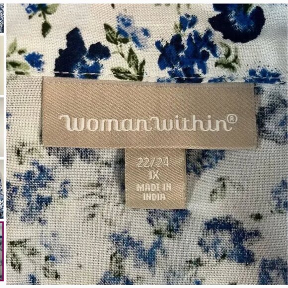 Woman Within Floral Blouse Trio - Navy, Black, Light Blue - Picture 9 of 14